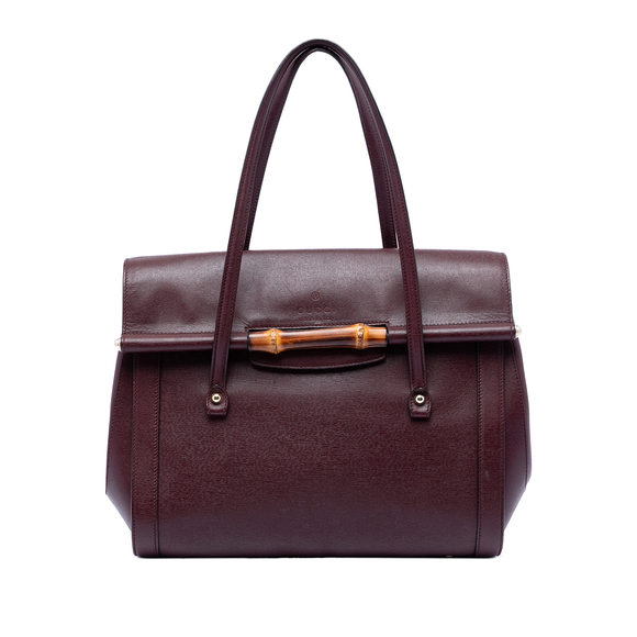 Gucci Handbags - Pre-Loved Gucci Large Leather Bamboo Bullet Tote